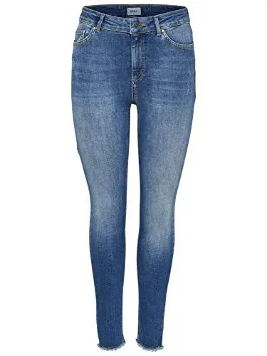 Produktbild: ONLY Damen Onlblush Mid Ank Raw Rea1303 Noos Jeans, Dark Blue Denim, S / 32L EU