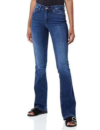 Produktbild: ONLY Damen Onlblush Mid Flared Dnm Tai021 Noos Jeans, Dark Blue Denim, L 34L EU