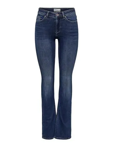 Produktbild: ONLY Damen Onlblush Mid flared Dnm Tai021 Noos Jeans, Dark Blue Denim, S / 34L EU