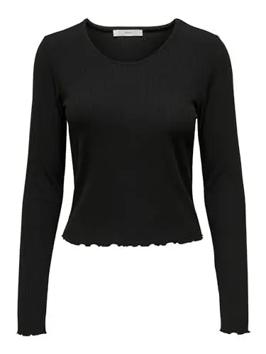 Produktbild: ONLY Damen Onlemma L/S O-Neck Short Top Noos JRS, Schwarz, XXS