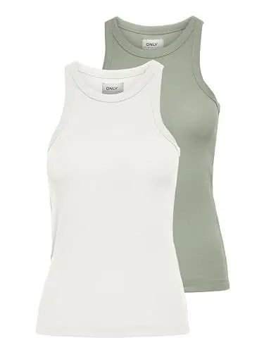 Produktbild: ONLY Damen Tanktop Enger Schnitt U-Ausschnitt T-Shirt 15239781 ,Cloud Dancer ,XL