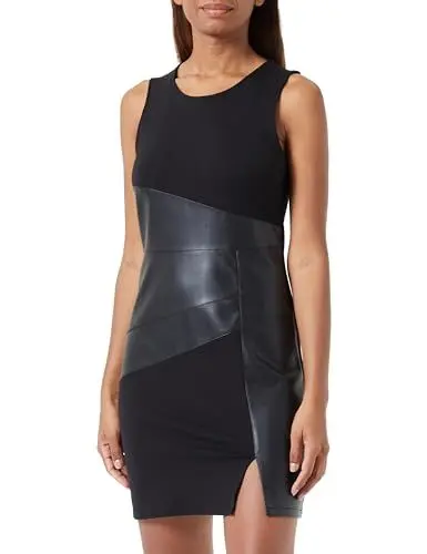 Produktbild: ONLY Damen Onlmarianne Faux Leather Mix Dress OTW, Schwarz, M