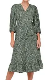 Produktbild: ONLY Damen Onlolivia WVN Noos 3/4 Wrap Midi Dress Kleid, Balsam Green, S EU