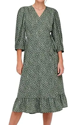 Produktbild: ONLY Damen Onlolivia WVN Noos 3/4 Wrap Midi Dress Kleid, Balsam Green, S EU