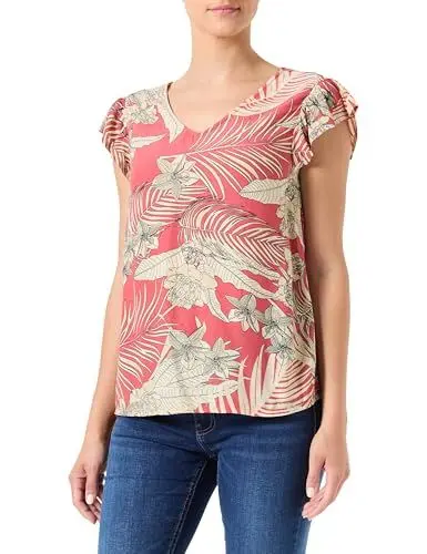 Produktbild: ONLY Damen Onlpalina Life V-Neck Top Ptm Kurzarmbluse, Rot, M EU