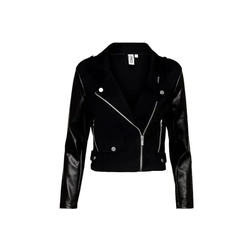 Produktbild: ONLY Damen Onlpoptrash Mix Biker Jacket Pnt, Schwarz, S