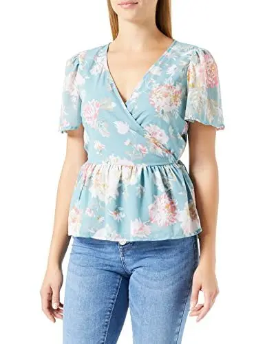 Produktbild: ONLY Damen Onlstar Life Fia S/S Wrap Top Ptm, Ether/Aop:star Garden Flower, S