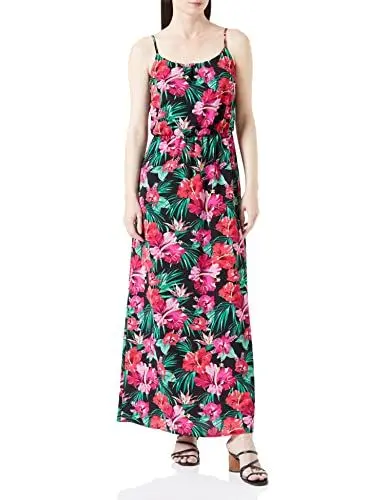 Produktbild: ONLY Damen Onlvano Fr Strap Dress Ptm Maxikleid, Black/AOP:Exotic Jungle Flower, 36 EU