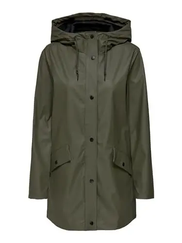 Produktbild: ONLY Damen Regenjacke ONLElisa Regen-Mantel mit Kapuze 15261734 Kalamata M