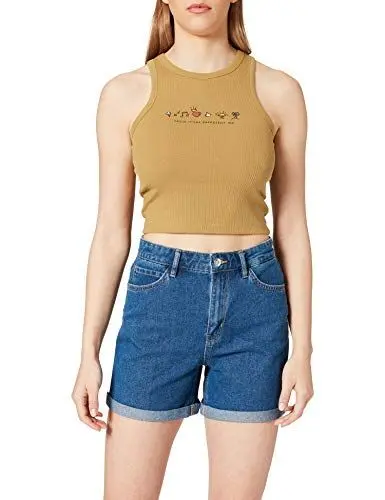 Produktbild: ONLY Damen Shorts high Waist 5-Pocket Design Knopfleiste Reißverschluss Kurze Bermudas, Farben:Blau-3, Größe:XS