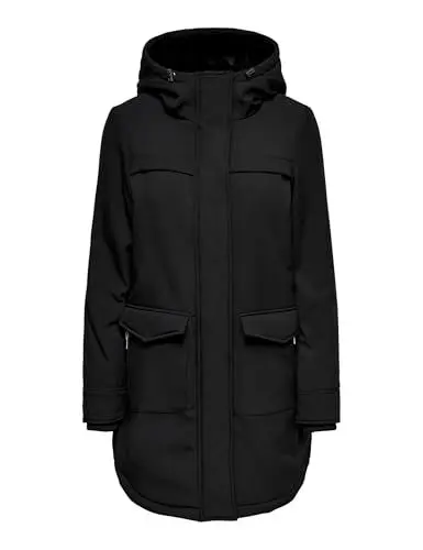 Produktbild: ONLY Damen Softshelljacke OnlMaastricht Kurz-Mantel mit Kapuze 15192522 Black L