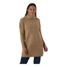 Produktbild: ONLY Damen Strickkleid Loose Fit Longsleeve Knit Kleid mit Langen Ärmeln ONLJANA Rollkragen Dress Pullover, Farben:Beige, Größe:XL