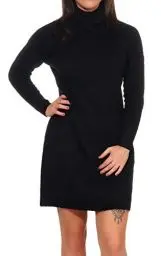 Produktbild: ONLY Damen Strickkleid Loose Fit Longsleeve Knit Kleid mit Langen Ärmeln ONLJANA Rollkragen Dress Pullover, Farben:Schwarz, Größe:M
