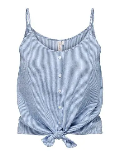 Produktbild: ONLY Damen Onllecey Sl Knot Singlet Noos WVN, Cloud Dancer/Stripes:medium Blue, L
