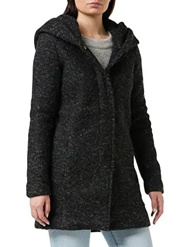 Produktbild: ONLY Damen Wollmantel Sedona Boucle Wool 15156578 Black Melange M