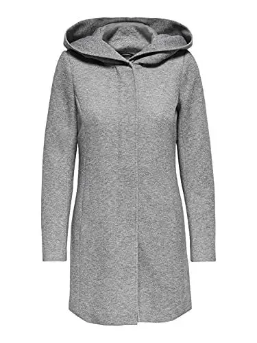 Produktbild: ONLY Damen klassischer Mantel OnlSedona Coat Übergangs-Jacke Kapuze Einfarbig, Farbe:Hellgrau, Größe:XL