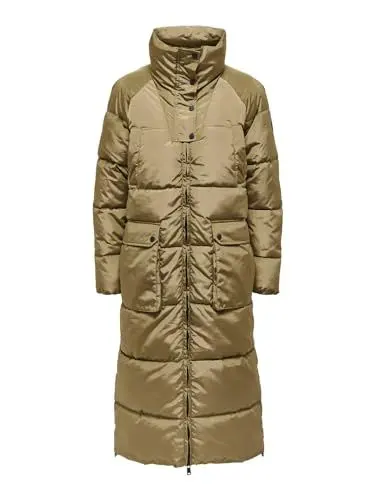 Produktbild: ONLY Damen long Puffer-Mantel OnlNora gesteppt Winter-Jacke lang, Farbe:Hellbraun, Größe:L