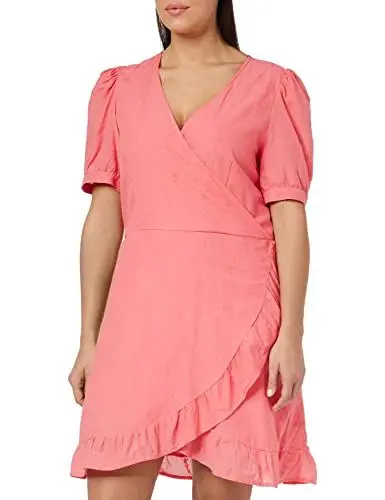Produktbild: ONLY Women's ONLLISA SS WRAP Dress WVN Kleid, Calypso Coral, M