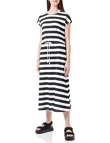 Produktbild: ONLY Women's ONLMAY S/S MIDI Stripe Dress JRS Kleid, Black/Stripes:Cloud Dancer (kia), S