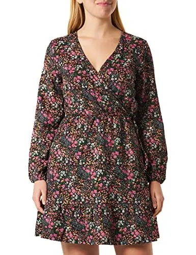 Produktbild: ONLY Women's ONLOVA L/S WRAP JRS Dress, Black/AOP:Little Bloom, S