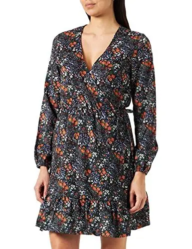 Produktbild: ONLY Women's ONLOVA L/S WRAP JRS Dress, Black/AOP:New Little Bloom, S