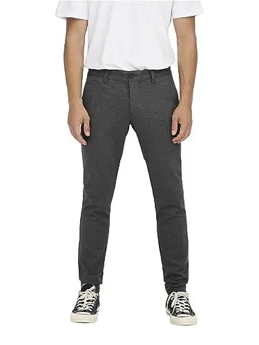Produktbild: ONLY & SONS Herren Chino Hose ONSMARK 2911 - Slim Fit - Schwarz W28-W38 Stretch, Größe:34W / 32L, Farbe:Black 22022911