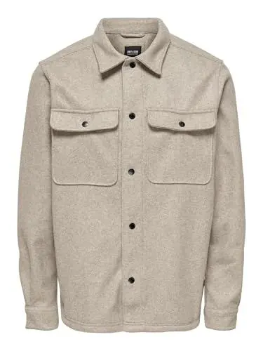 Produktbild: ONLY & SONS Herren Freizeit Hemd ONSASH - Relaxed Fit XS S M L XL XXL, Größe:L, Farbe:Chinchilla 22023564