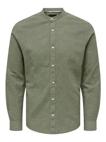 Produktbild: ONLY & SONS Herren Freizeit Hemd ONSCAIDEN SOLID - Slim Fit XS S M L XL XXL, Größe:S, Farbe:Swamp 22019173