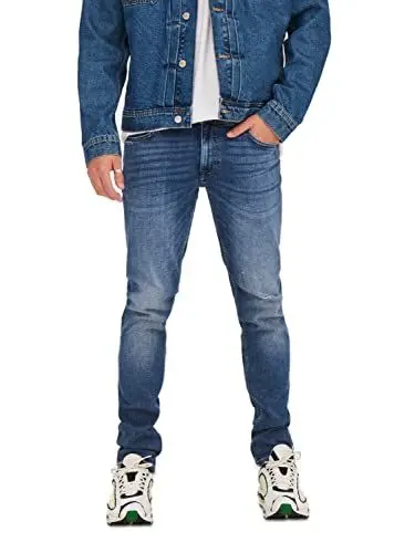 Produktbild: Herren O&S Slim Fit Jeans | Destroyed Denim Pants ONSLOOM | Used Tapered Trousers Stretch Hose, Farben:Blau-2, Größe Jeans:30W / 30L