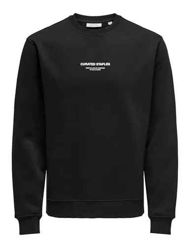 Produktbild: ONLY & SONS Herren ONSCURATED REG Crew Neck Sweat Sweatshirt, Black, M