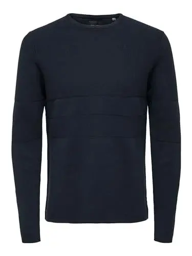 Produktbild: ONLY & SONS Herren ONSNIKO REG 7 Block Knit Strickpullover, Dark Navy, X-Large