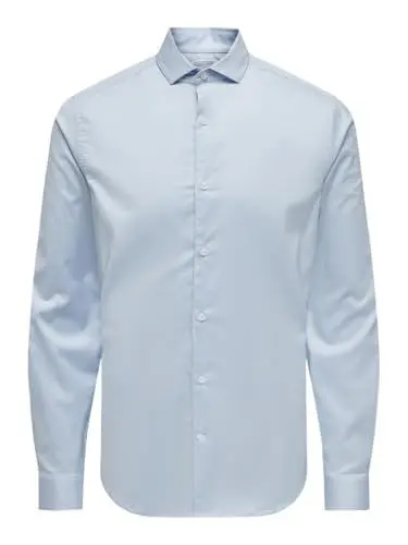 Produktbild: ONLY & SONS Herren Onsjordan Life Slim Twill Shirt Langarmhemd, Cashmere Blue, L EU