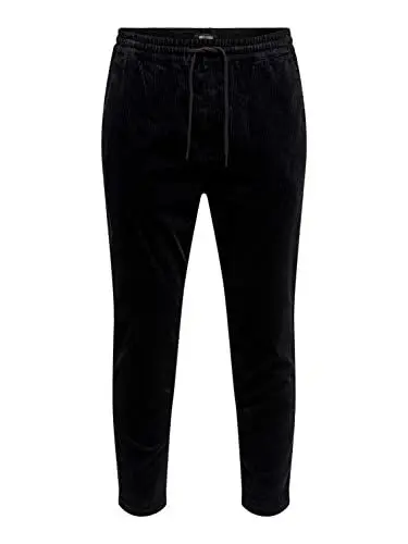 Produktbild: ONLY & SONS Herren Onslinus Life Cropped Cord Pk 9912 Noos Freizeithose, Schwarz, M EU