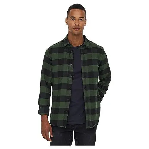Produktbild: Only & Sons NOS Onsgudmund LS Checked Shirt Noos Camicia, Verde (Forest Night Forest Night), Medium Uomo