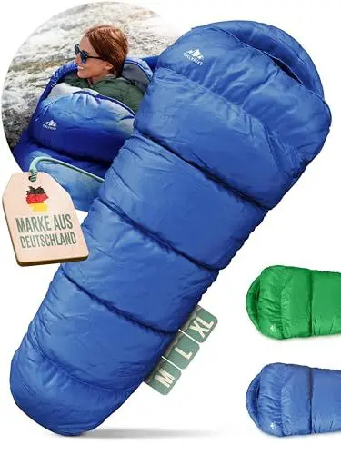 Produktbild: ONLYHIKE® Schlafsack Outdoor I (300GSM) Warmer & 1700g Leichter Schlafsack für Frühling, Herbst und Winter (-5°C bis 10°C) I Für eine kuschelig warme Nacht beim Camping, Outdoor & Reisen (Gr. XL)