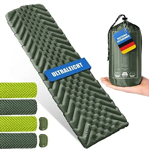 Produktbild: ONLYHIKE® Isomatte Ultraleicht Outdoor Camping Matratze I 500g Isomatte Ultraleicht und extrem kompakte Schlafmatte I Erholsamer Schlaf beim Camping u. Outdoor - Oliv