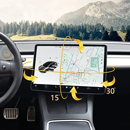 Produktbild: Onlysay Bildschirm-Schwenkhalterung für Tesla Model 3 Highland 2024, Links/rechts 30°, Oben/unten 15°, Bildschirm-Drehhalterung aus Aluminiumlegierung, Vier Richtungen (Beliebiges Schwenken)