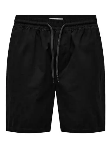 Produktbild: ONLY&SONS Herren Shorts Bermuda Pants Sommer Hose Kurze Freizeit Trousers, Farben:Schwarz, Größe:M
