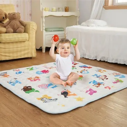 Produktbild: Onous Baby Krabbelmatte, Faltbare Baby Spielmatte 127x127cm, Rutschfest & Schadstofffrei, Spielmatte Baby Outdoor Krabbeldecke, Maschinenwaschbar, Weiche Kinder Spielmatte für Drinnen Draußen