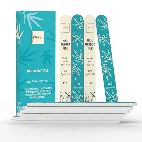 Produktbild: Onsen Secret Japanische Nagelfeile – Professionelle Nagelfeilen im 10er-Pack, doppelseitige Natur- und Acryl-Nagelfeilen – Körnung 120/180 – Einwegartikel, salonglatt, beste Nagelfeile für Nägel