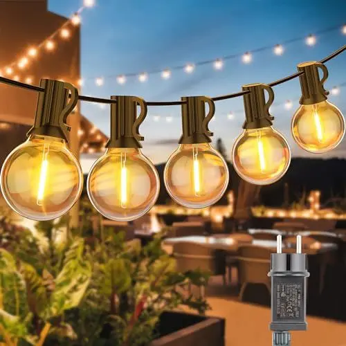Produktbild: ONSTUY LED Lichterketten Außen,15 Meter G40 Lichterkette mit 25 Bruchsichen Glühbirnen(2 Ersatzteile),Warmweiß,IP65 Wasserdicht Lichterkette Glühbirnen Außen für Party,Garten,Terrasse,Hochzeiten