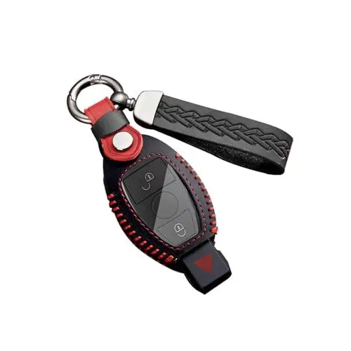 Produktbild: ontto Autoschlüssel Hülle Cover Schlüsselhülle Passt für Mercedes Benz Klasse A B C E ML CL CLA CLE CLK GLA GLC GLE GLK AMG A203 W211 W176 Leder Schlüsseletui Schlüsselgehäuse Zubehör 2 Tasten-Schwarz