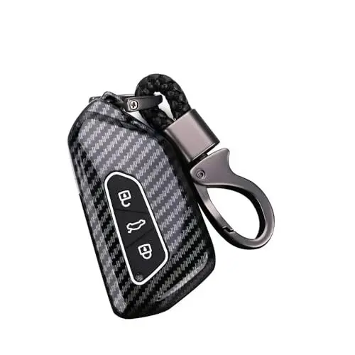 Produktbild: ontto Autoschlüssel Hülle Passt für Skoda Octavia A8 für Seat Leon FR Mk4 Cupra Formentor für VW Golf 8 ID.4 ABS Schutzhülle Schlüsselhülle Schlüsselanhänger Schlüsseletui Schlüsselcover-D Schwarz