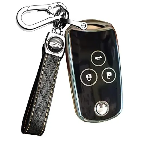 Produktbild: ontto Autoschlüssel Hülle Schlüsselhülle Passt für Honda Civic Accord Jazz CRV HRV CRZ für Acura TL TSX ZDX RSX TPU Schutzhülle Cover Schlüsselanhänger Schlüsselgehäuse Zubehör 3 Tasten-Schwarz