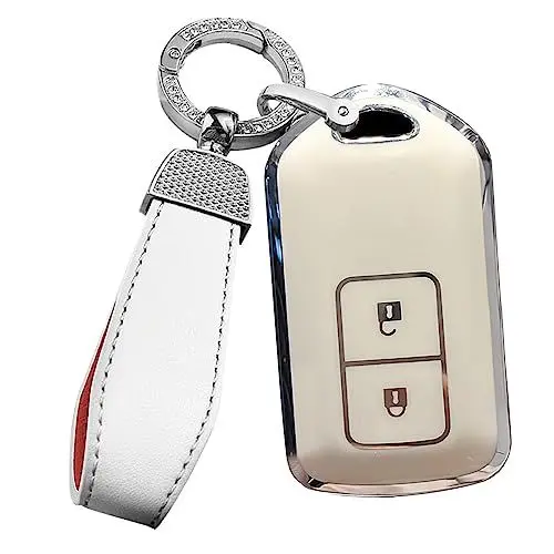 Produktbild: ontto Kompatibel mit Toyota-Schlüsselanhänger, Autoschlüsselhülle für Camry Corolla Vios, Weiß, 2-button-white