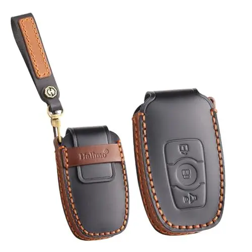 Produktbild: ontto Leder Autoschlüssel Hülle Cover Schlüsselhülle Schlüsseltasche Schutzhülle Schlüsselanhänger Passt für GWM Great Wall Haval H6 ID46 433MHZ 2013-2016 Zubehör Schlüsselloser Zugang 3 Taste-Schwarz
