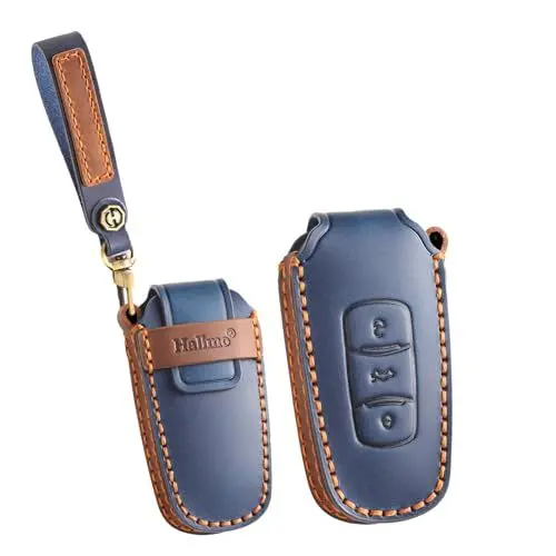 Produktbild: ontto Leder Autoschlüssel Hülle Cover Schlüsselhülle Schlüsseltasche Schutzhülle Schlüsselanhänger Passt für Geely Atlas Boyue NL3 EX7 SUV GT GC9 Emgrand X7 Borui Auto Zubehör 3 Tasten-Blau