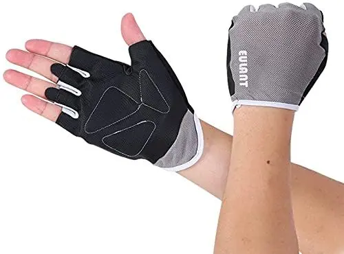 Produktbild: ONTYZZ Handschuhe Fingerlos Sport Männer Fahrradhandschuhe Frauen Trainingshandschuhe für Bodybuilding Gym Fitness MTB Handschuhe Halbfinger Grau/M