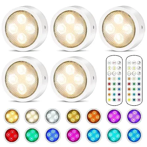 Produktbild: Onumii LED Schrankbeleuchtung Batterie LED Unterbauleuchte Küche Klebepads Kleber auf Licht ohne Kabel mit Tap Control und Fernbedienung (5er Pack Weiß)