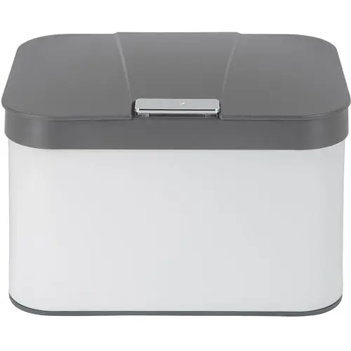 Produktbild: ONVAYA® Biomülleimer für die Küche | Komposteimer mit Deckel | Abfallbehälter aus Edelstahl für Biomüll | Bio Abfalleimer | geruchsfrei & luftdicht | 4,3 Liter (Edelstahl Weiß Grau)